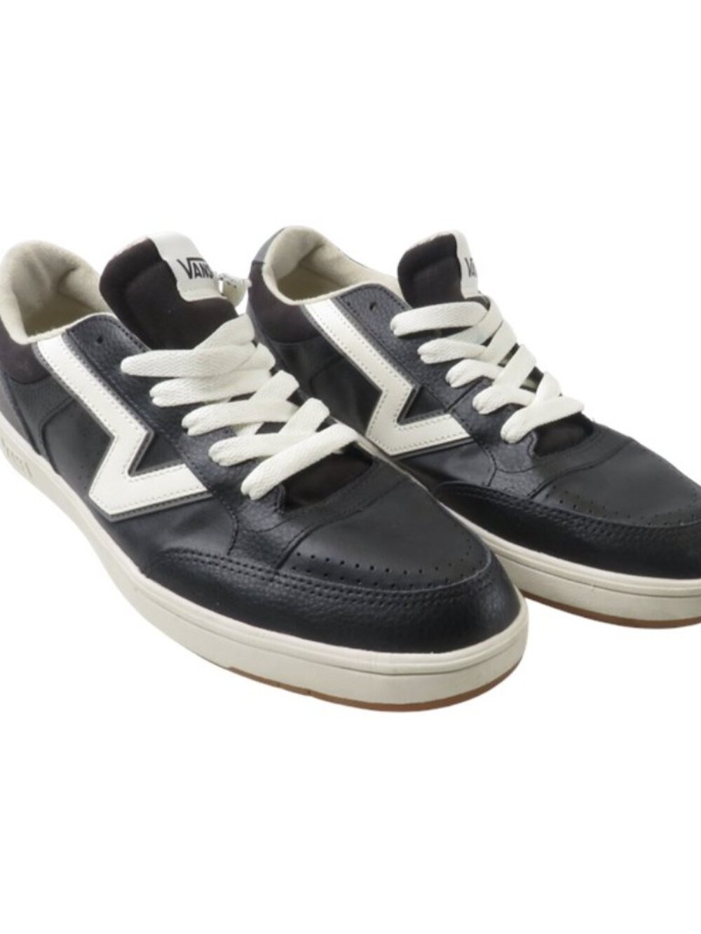Vans Lowland CC Leather Sneakers Black White Retro Flying V Men's Size 12 Skate
